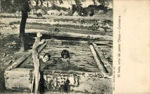 Ak Mexico City Mexiko Stadt, Freibad nahe Choya Brücke