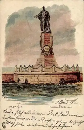 Litho Port Said Ägypten, Ferdinand de Lesseps