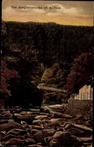 Ak Thale im Harz, Bodetal, Jungfernbrücke