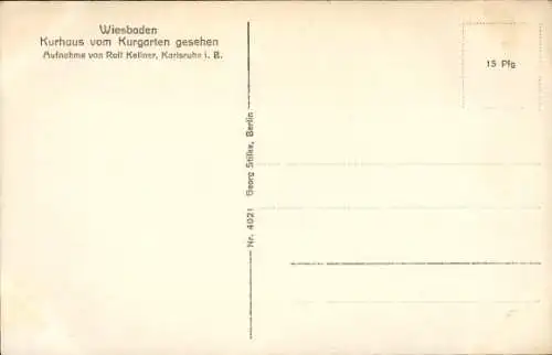 Ak Wiesbaden in Hessen, Kurhaus, Blick vom Kurgarten