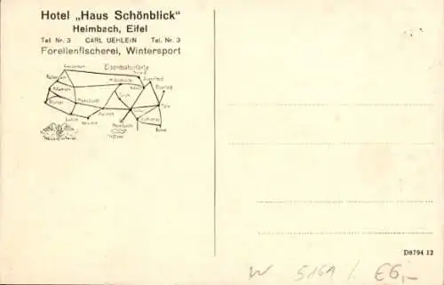 Ak Heimbach in der Eifel, Hotel Haus Schönblick, Blick von oben