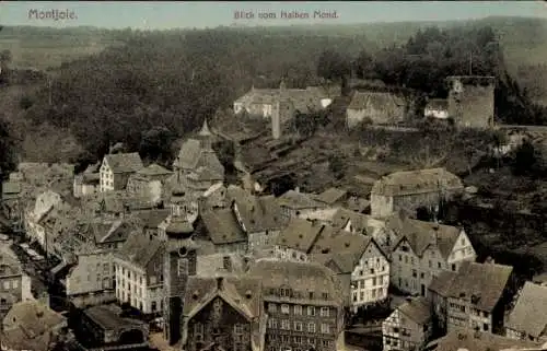 Ak Monschau Montjoie in der Eifel, Blick vom halben Mond, Teilansicht