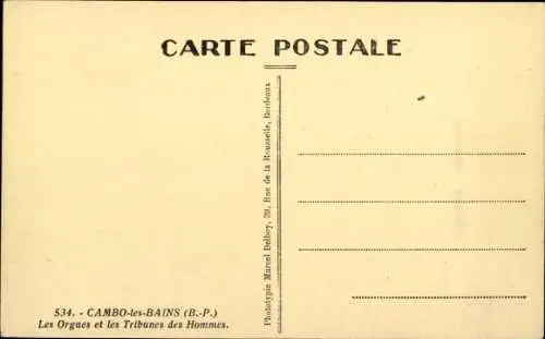 Ak Cambo les Bains Pyrenees Atlantiques, Orgues, Tribunes des Hommes