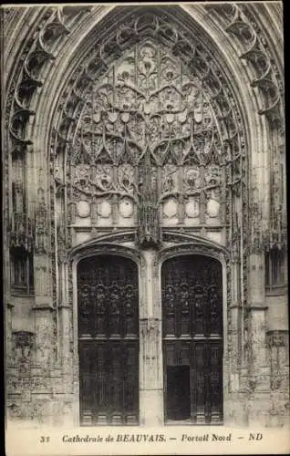 Ak Beauvais Oise, Kathedrale, Nordportal