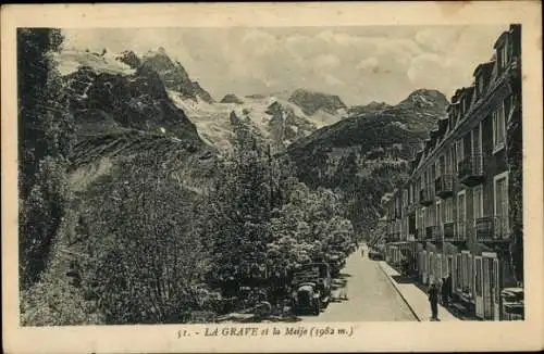 Ak La Grave Hautes Alpes, Straßenpartie, La Meije