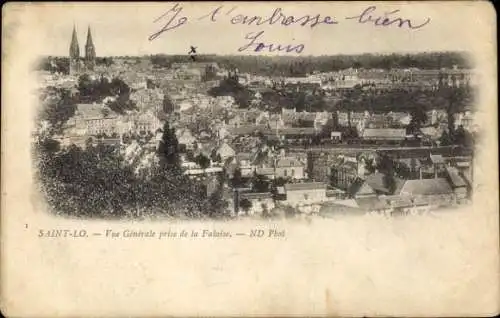 Ak Saint Lô Manche, Vue generale prise de la Falaise