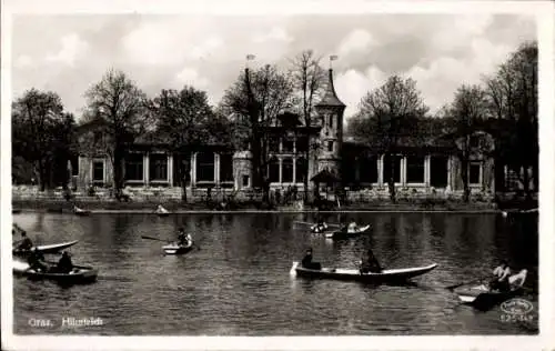 Ak Graz Steiermark, Ruderpartie auf dem Hilmteich