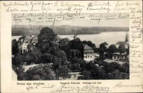 Ak Wustrau Altfriesack Fehrbellin in Brandenburg, Schloss, See