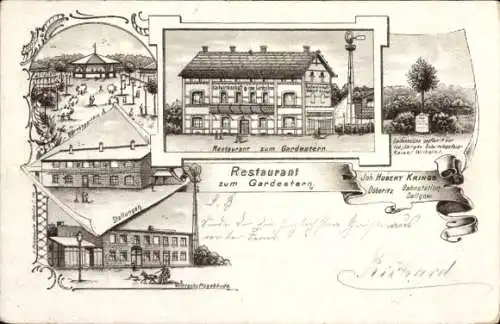 Litho Dallgow Döberitz im Havelland, Restaurant zum Gardestern, Wirtschaftsgebäude, Stellungen
