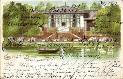 Litho Berlin Treptow, Treptower Park, Karpfenteich