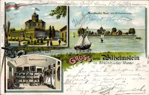 Litho Steinhude Wunstorf in Niedersachsen, Wilhelmstein im Steinhuder Meer, Waffensammlung