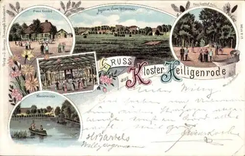 Litho Heiligenrode Stuhr Niedersachsen, Kloster, Pleus Gasthof, Wassermühle, Totalansicht