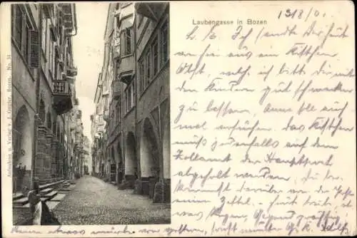 Ak Bozen Bolzano Südtirol, Laubengasse