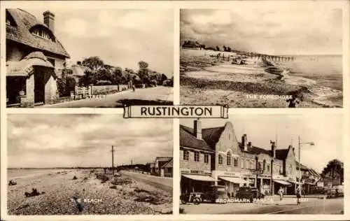 Ak Rustington Sussex England, Straße, Küstenvorland, Strand, Broadmark Parade