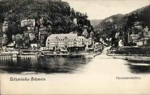 Ak Hřensko Herrnskretschen Elbe Region Aussig, Böhmische Schweiz