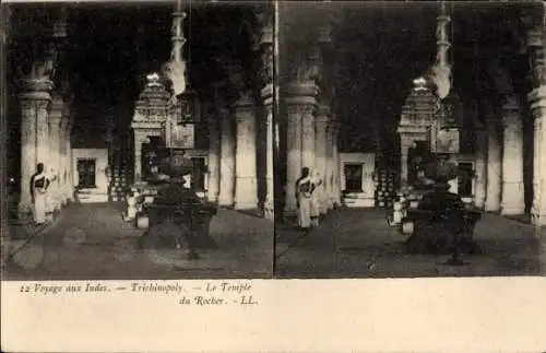 Stereo Ak Indian Trichinopoly, Der Tempel des Felsens