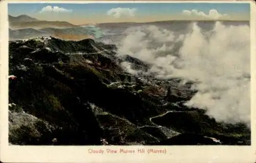 Ak Murree Pakistan, bewölkter Blick auf Murree-Hügel