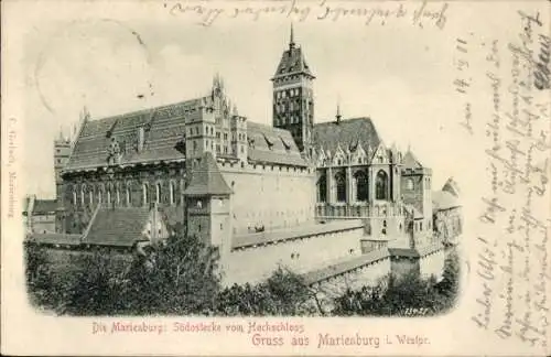 Ak Marienburg Malbork Westpreußen, Südostecke vom Hochschloss