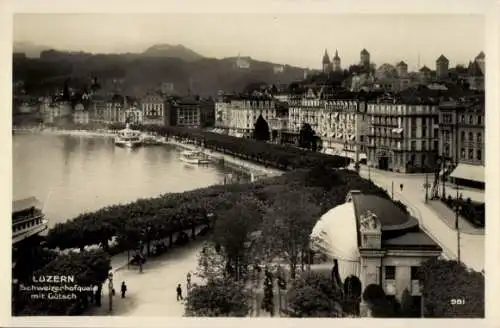 Ak Luzern Stadt Schweiz, Schweizerhofquai mit Gütsch