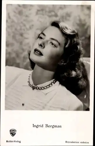 Ak Schauspielerin Ingrid Bergman, Portrait, Halskette