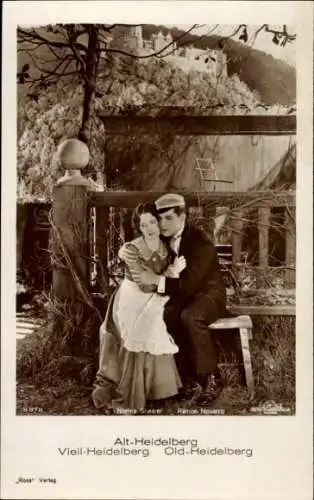 Ak Schauspielerin Norma Shearer, Schauspieler Ramon Novarro, Portrait, Alt Heidelberg