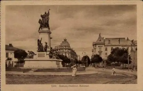 Ak București Bukarest Rumänien, Bratianu-Denkmal