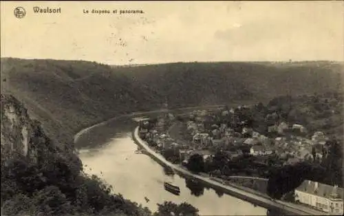 Ak Waulsort Hastière Wallonien Namur, die Flagge, Panorama