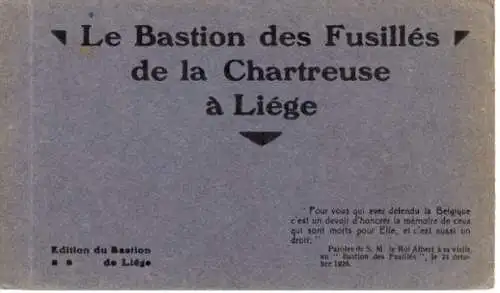 5 alte Ak Liège Lüttich Wallonien, Denkmal Bastion des Fusillés de la Chartreuse, im passenden Heft