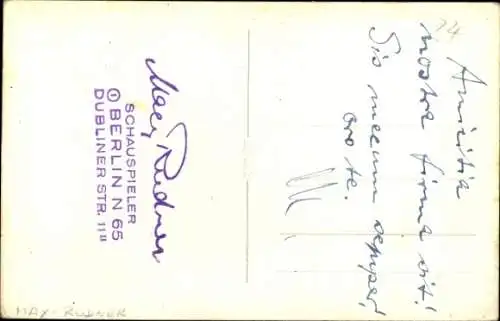 Ak Schauspieler Max Rudner, Portrait, Autogramm