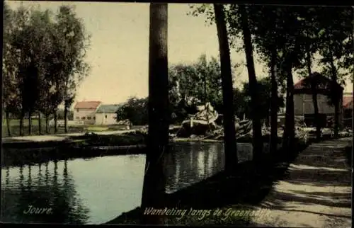 Ak Joure Friesland Niederlande, Wandeling langs de Groenedijk