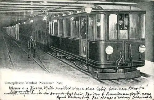 Ak Berlin Tiergarten, Potsdamer Platz, Unterpflaster-Bahnhof, U Bahn