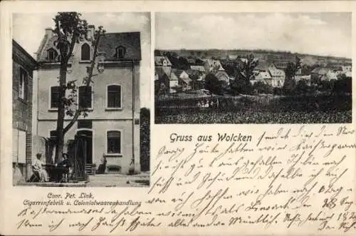 Ak Wolken bei Koblenz Rheinland Pfalz, Zigarrenfabrik und Kolonialwarenhandlung