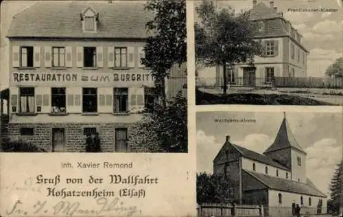 Ak Hohatzenheim Wingersheim les Quatre Bans Bas Rhin, Wallfahrt, Restauration zum Burgritter