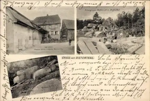 Ak Dieffenthal Diefenthal Elsass Bas Rhin, Felsengruppe