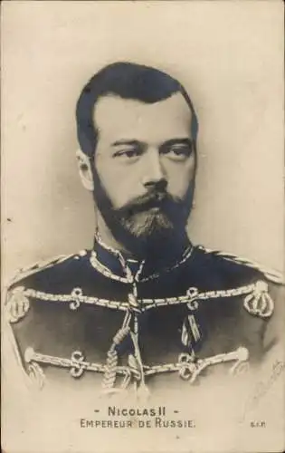 Ak Zar Nikolaus II. von Russland, Portrait in Uniform