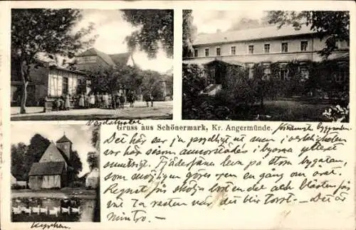 Ak Schönermark in Brandenburg, Kirche, Ortsansichten