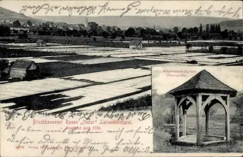 Ak Bruchhausen Höxter an der Weser, Bruchhausener Rasen Natur Leinenbleicherei, Sprudel