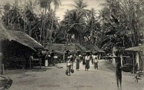 Ak Colombo Ceylon Sri Lanka, Straßenszene