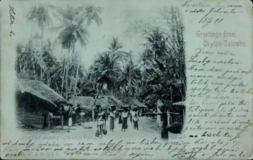 Ak Colombo Ceylon Sri Lanka, Straßenszene, Grand Pass