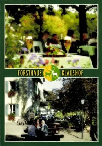 Ak Bad Kissingen Unterfranken Bayern, Forsthaus Klaushof, Biergläser, Personen