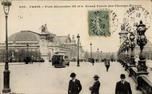 Ak Paris VIIIe Élysée, Pont Alexandre III, Grand Palais des Champs Élysées