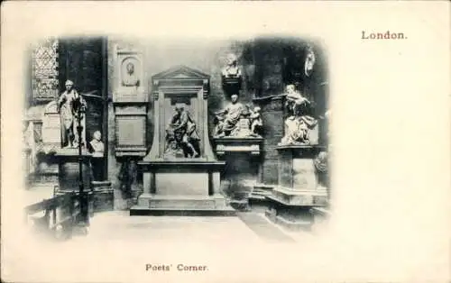Ak London City Großbritannien, Poets' Corner