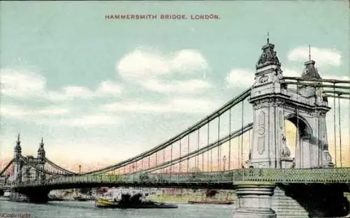Ak London City England, Hammersmith-Bridge