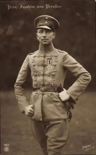 Ak Prinz Joachim von Preußen, Standportrait, Husarenuniform, NPG 4954