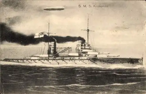 Ak Deutsches Kriegsschiff, SMS Kronprinz, Kaiserliche Marine