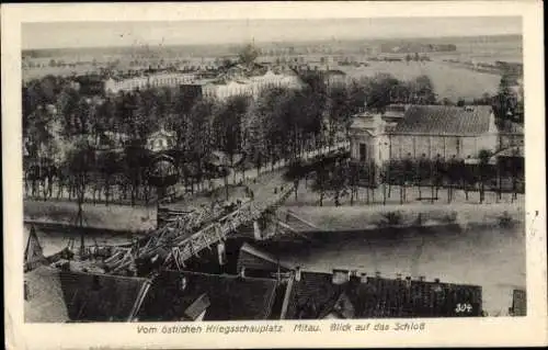 Ak Jelgava Mitau Lettland, Schloss, Brücke