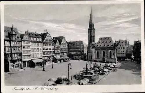 Ak Frankfurt am Main, Römerberg, Kirche, Markt