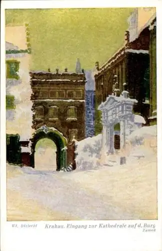 Künstler Ak Kraków Krakau Polen, Eingang zur Kathedrale auf die Burg