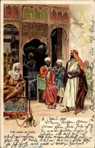 Künstler Litho Franke, Kairo Ägypten, Arabischer Kaffee
