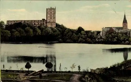 Ak Kolding Dänemark, Teilansicht, Kirche